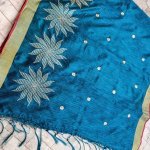 Gorgeous Peacock Blue Colour Saree