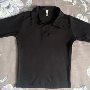 Black Polo Neck Top Women