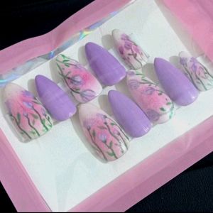 Press On Nails (Lavender Flowers)