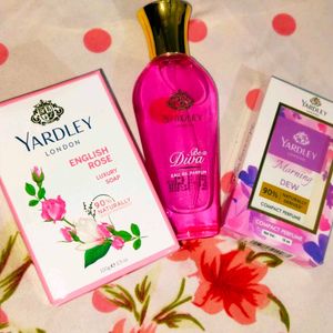 3 Set Yardley EDP, Compact Perfume,Soap Combo