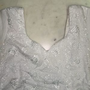 White Sweetheart Neck Suit With Plazzo