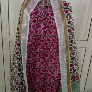 Floral Print Cotton Kurta Pant Set