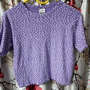 Lavender Color Women Casual Crop Top