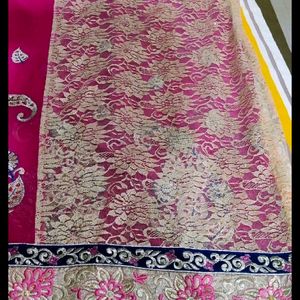 Net Chiffon Rose Pink Sari