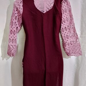 Wine Woolen Kurta