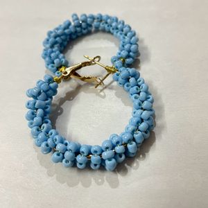 Light Blue Beads Hoop Earring