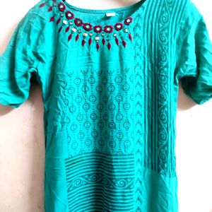 Woman Blue Kurta , Size M,  Lite Small Stain