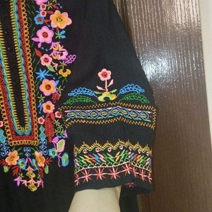 Black Embroidered Kashmiri Kurti