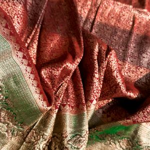 100% Pure Brocade Himroo Silk Saree