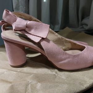Pink Suede Slingback Heels