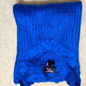 Royal Blue Knitted Top And white Printed Hair Band