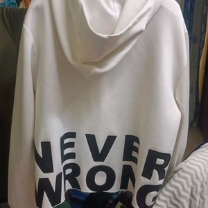 White Half Cut Hoodie For Women