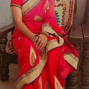 Pink Double Shaded Saree