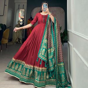 Elegant Gown With Dupatta