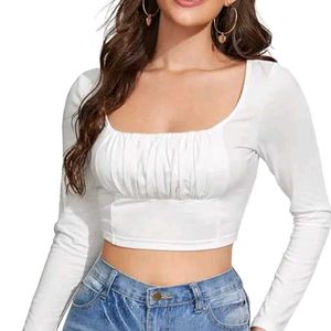 Women White Crop Top