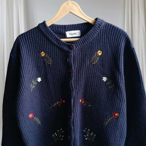 Navyblue Embroidered Cardigan