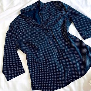 Y2k Ditsy Print Wardrobe Navy Blue Shirt