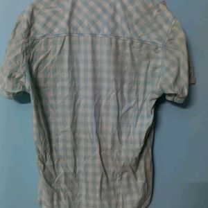 Men Blue And White Shirt