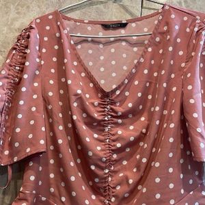 Peach White Dotted Top