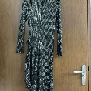 Black Sparkle Partywear Wrap Dress