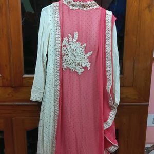 Beautiful Pink & White Dress For Girls