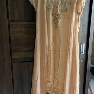 Golden kurta with attached jacket