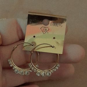 Hoop Earrings Gold And White