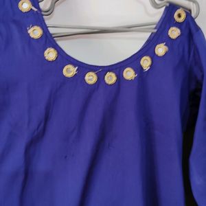 Royal Blue Cotton Silk Kurtha