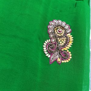 New Green Saree For Mehndi Function