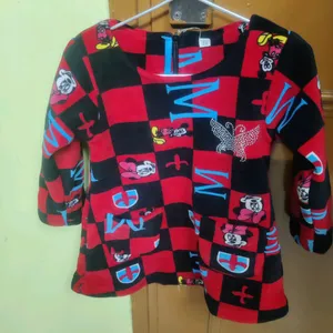 Branded Mickey Print Woolen Frock For 1.5 Ye To 3 Yr Old Girl