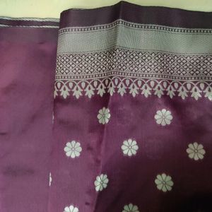 Purple Silver Brand New Saree