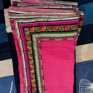 Pink Beautiful Saree With Broad Border