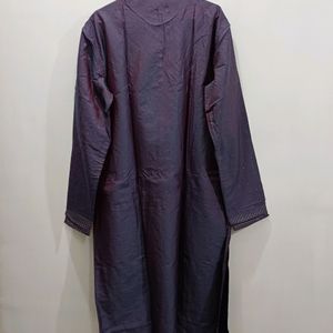 Pure Silk Kurta Chudidar Set (Purple, Handwork)