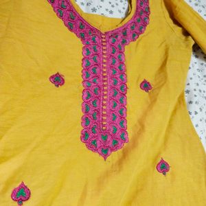 Pure Cotton Yellow Kurti