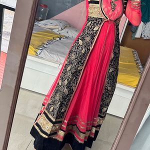 Long Anarkali Wedding Wear Dress With Pant & Shawl