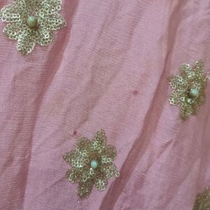 Kurti Plazo N Dupatta Set (Pink Beigh Color