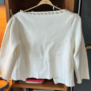 Korean Shrug Pullover Cute White Colour