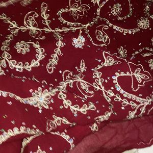 PURE GEORGETTE RED WEDDING SAREE