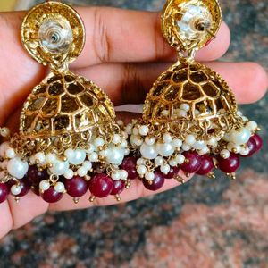 Maroon Meenakari Chandbalis