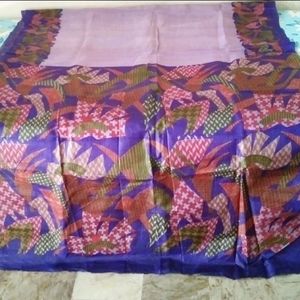 Paper Silk Purple Border Saree 💜