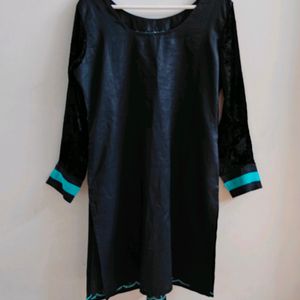 Embroidered Turquoise & Black Kurti