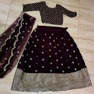 Purple Double Shaded Lehnga