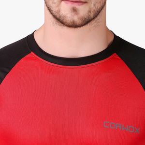 CORWOX Full Sleeves Red & Black Sports T-Shirt