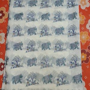 Elephant Printed Georgette Silk Saree