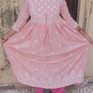 Peach Embroidered Frock