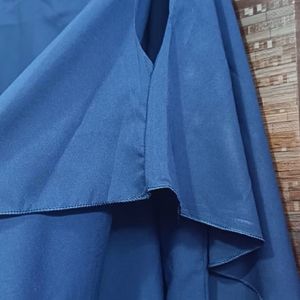 Blue Cape Top With Cold Shoulders