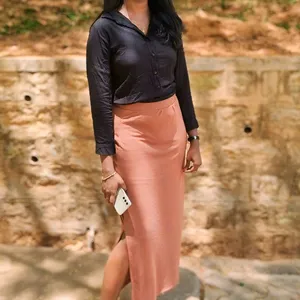 Ribbed Side Slit Skirt & Full Hand Shirt