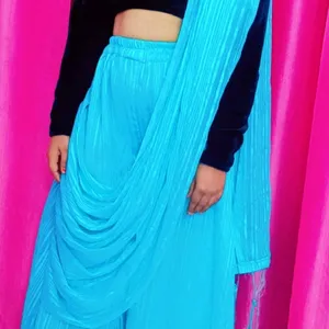 Plazo Saree With Velvet Blouse