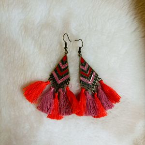 Pink Tassels Bohemian Earings