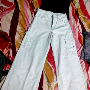 Bershka White Denim Cargo